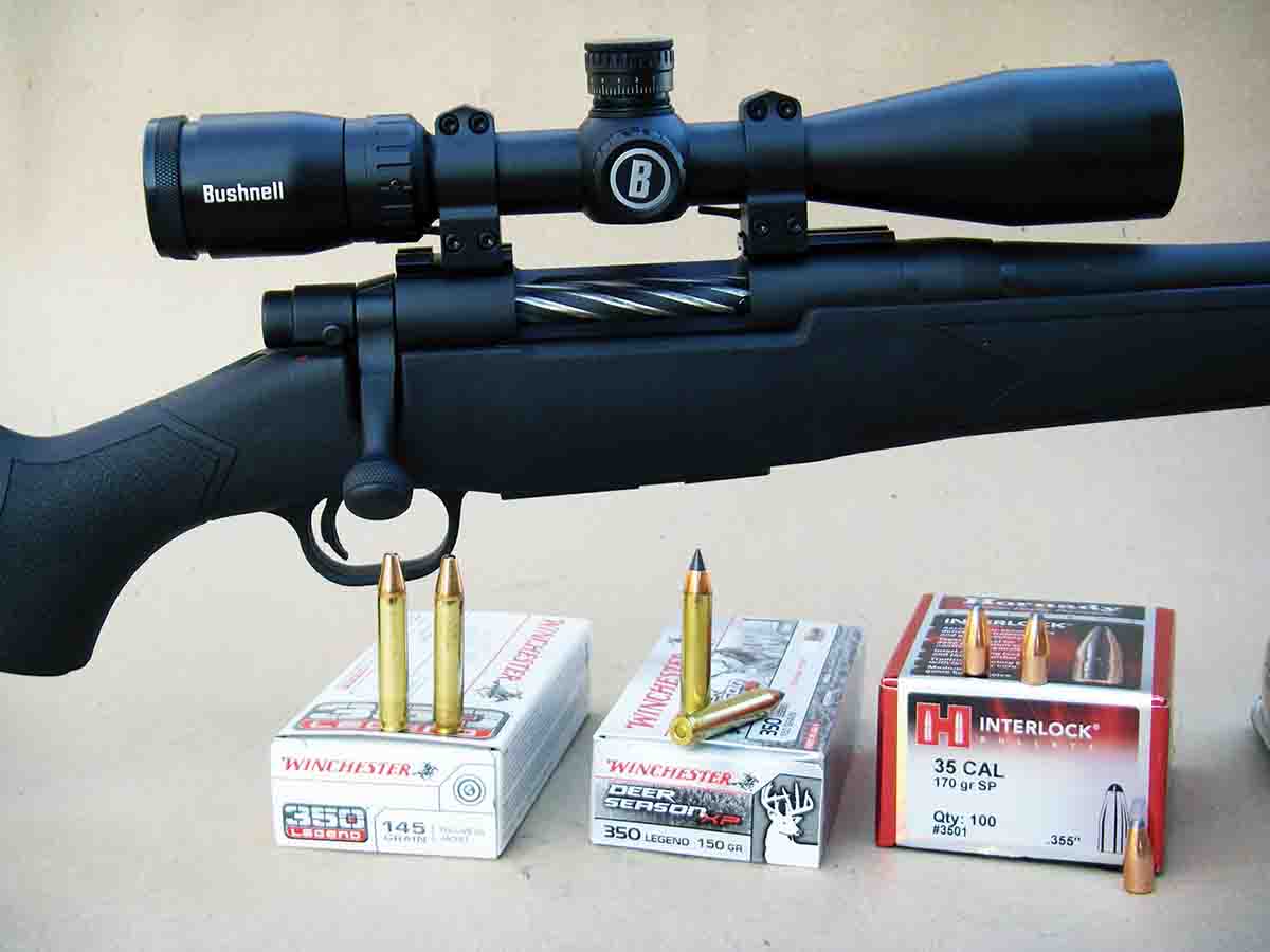 A Mossberg Patriot topped with a Bushnell Prime 3-12x 40mm scope was selected to test Winchester’s .350 Legend ammunition.